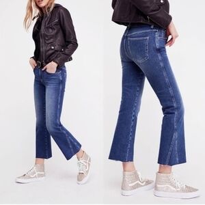 Vintage Free People Blue Size 26R High Rise Cropped Wide Jeans Cool Ankle Detail